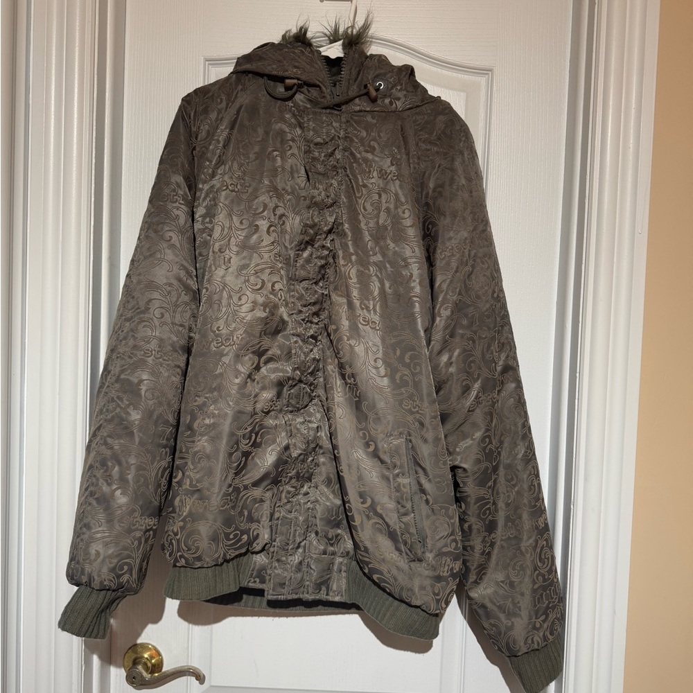 Stylish Olive Green Hooded Jacket